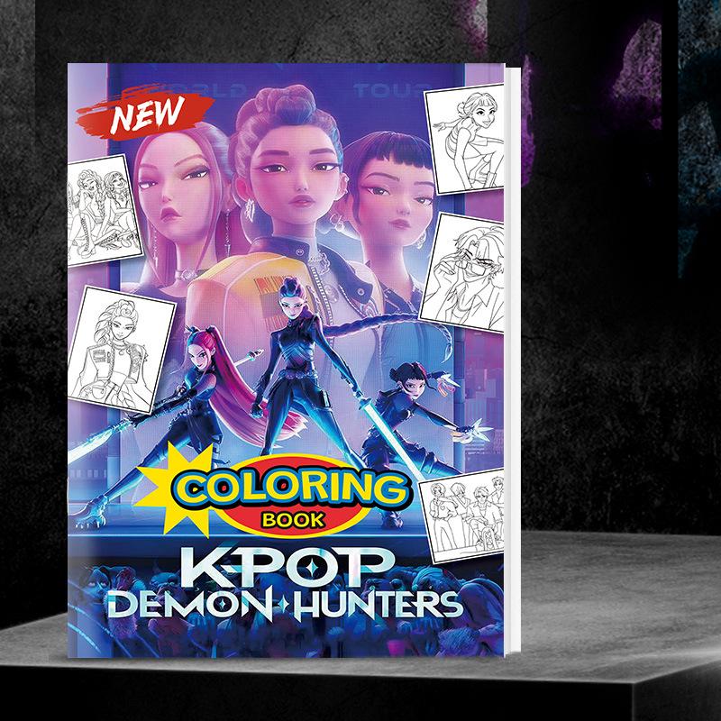 Page 56 Kpop Demon Hunters Anime Coloring Book, Cute Line Art Drawing Book for Kids, Ideal Gift for Fans