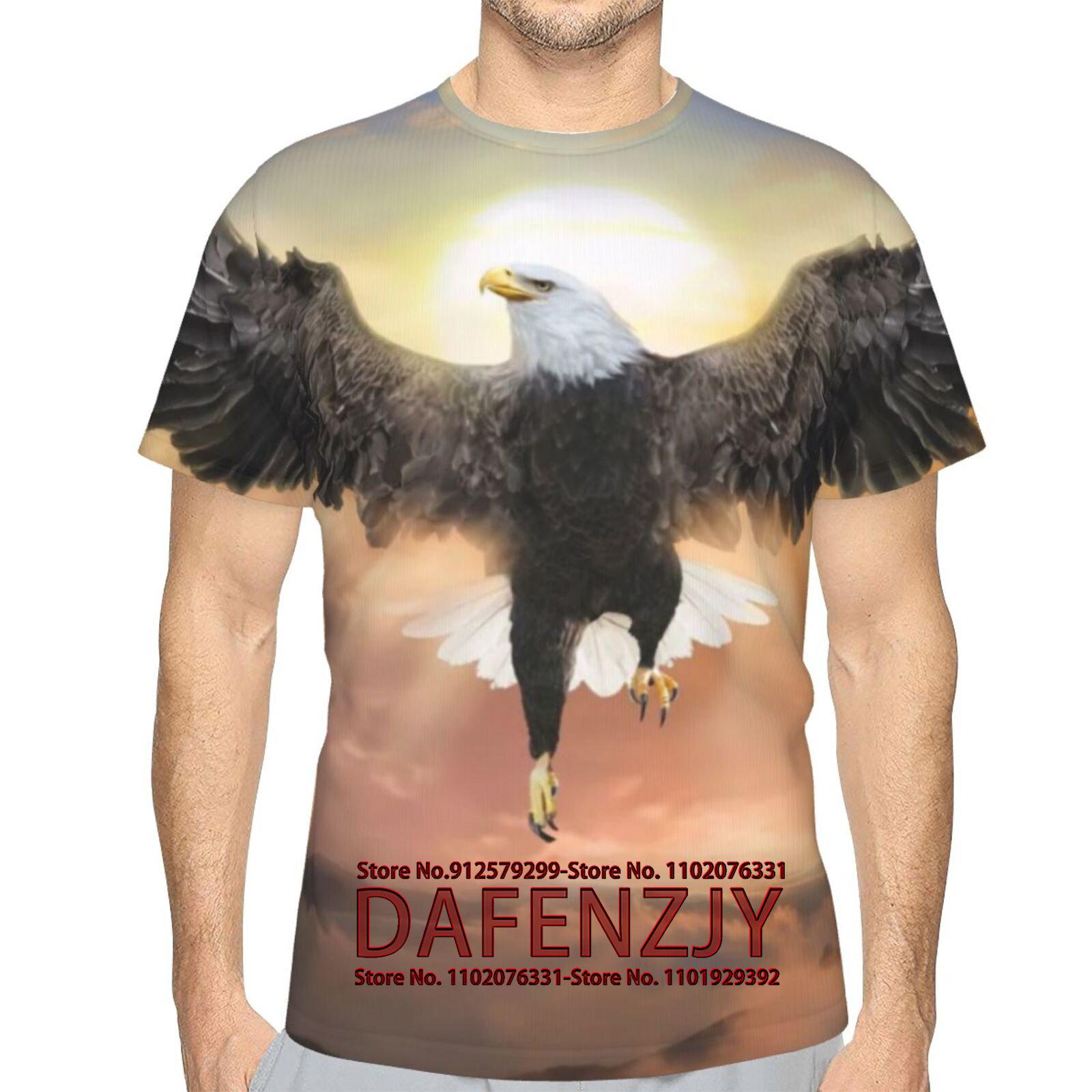 

Мужская футболка с изображением белоголового орлана, летние футболки с коротким рукавом, топы, футболки с изображением животных, реалистичная графическая футболка S золотой