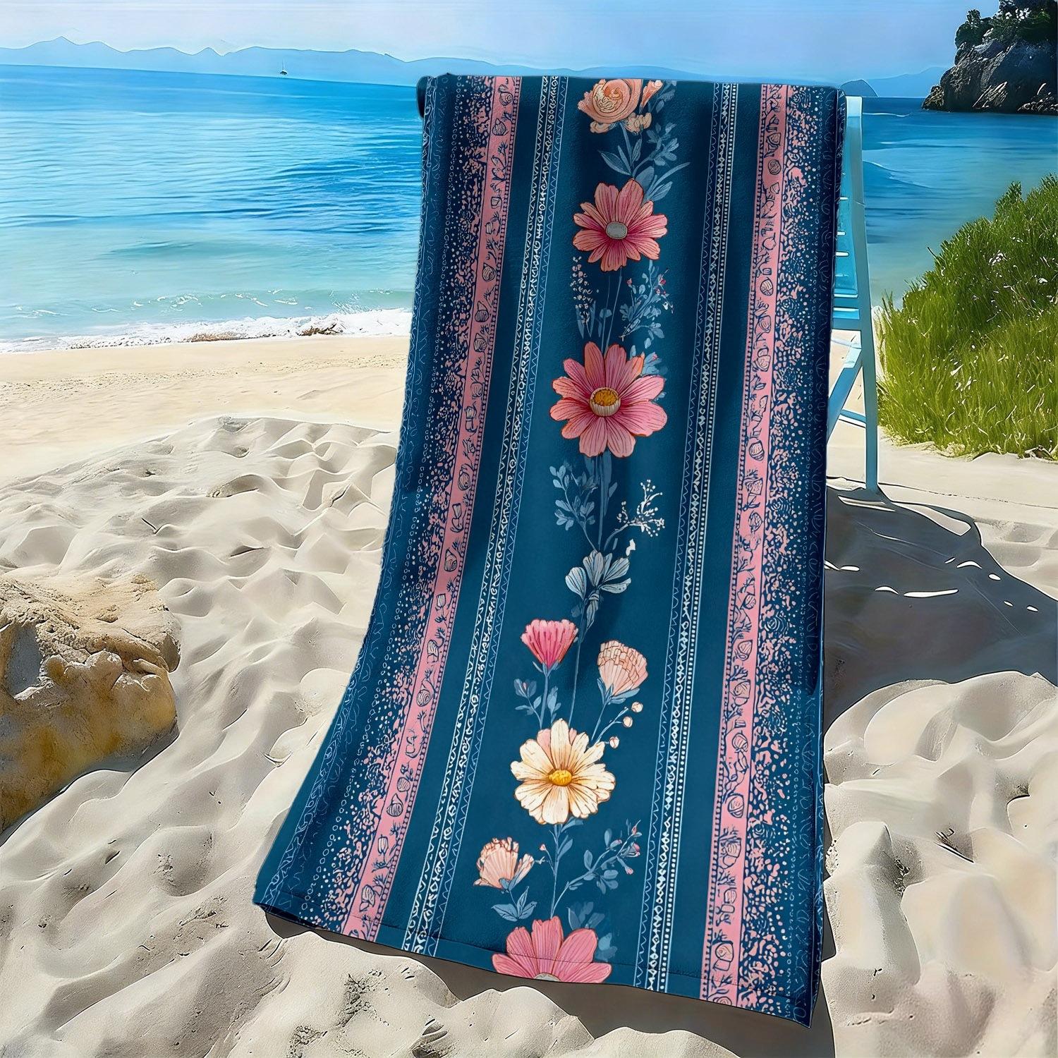 

Retro floral exquisite flower pattern polyester microfiber beach towel is highly absorbent, suitable for swimming beach outings W30*H60(CM)