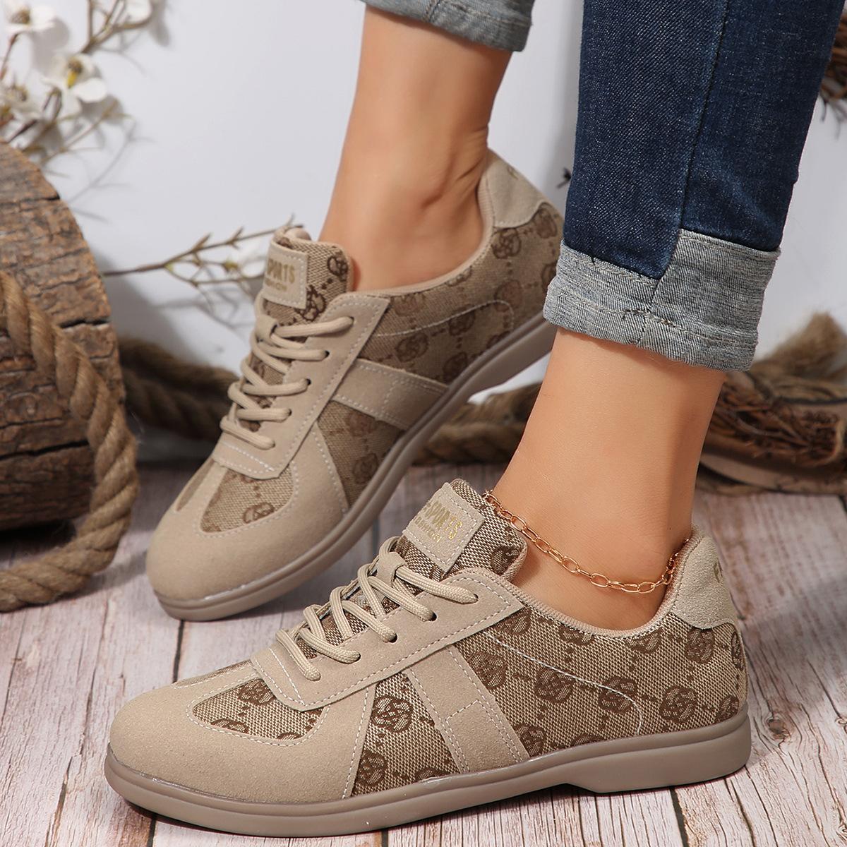 

Plus Size Spring New Retro Style Color-Block Flat Shallow Lace-Up Casual Shoes Women s Sneakers 43