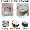 8cm Wooden LED Light with USB Plug In Display Base Round Wooden Stand Battery Powered 3D Resin Art Crystal Glass Holder