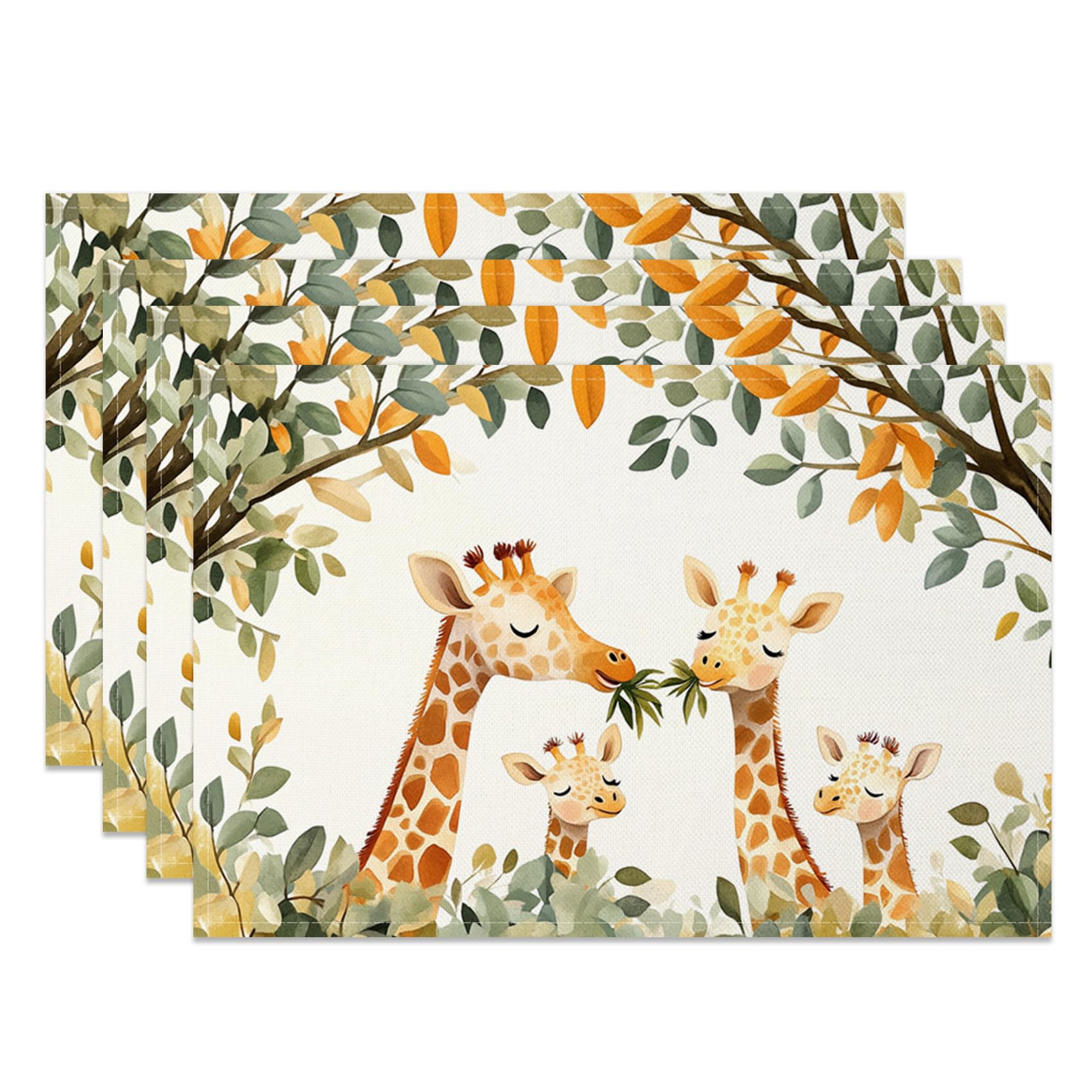 

Animals Elephant Giraffe Placemats Set of 4 Cartoon Safari Spring Summer Table Mats 12x18 Inch Baby Shower Washable Table Mats for Party Kitchen Dinin 4Pcs