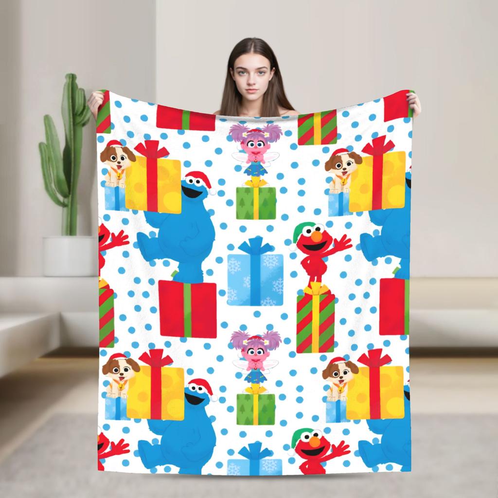 Oscar the Grouch Big Face Blanket S-Sesames Streets Warm Soft Plush Bedding Throws For Couch Chair Sofa Bed Bedspread Bed Cover