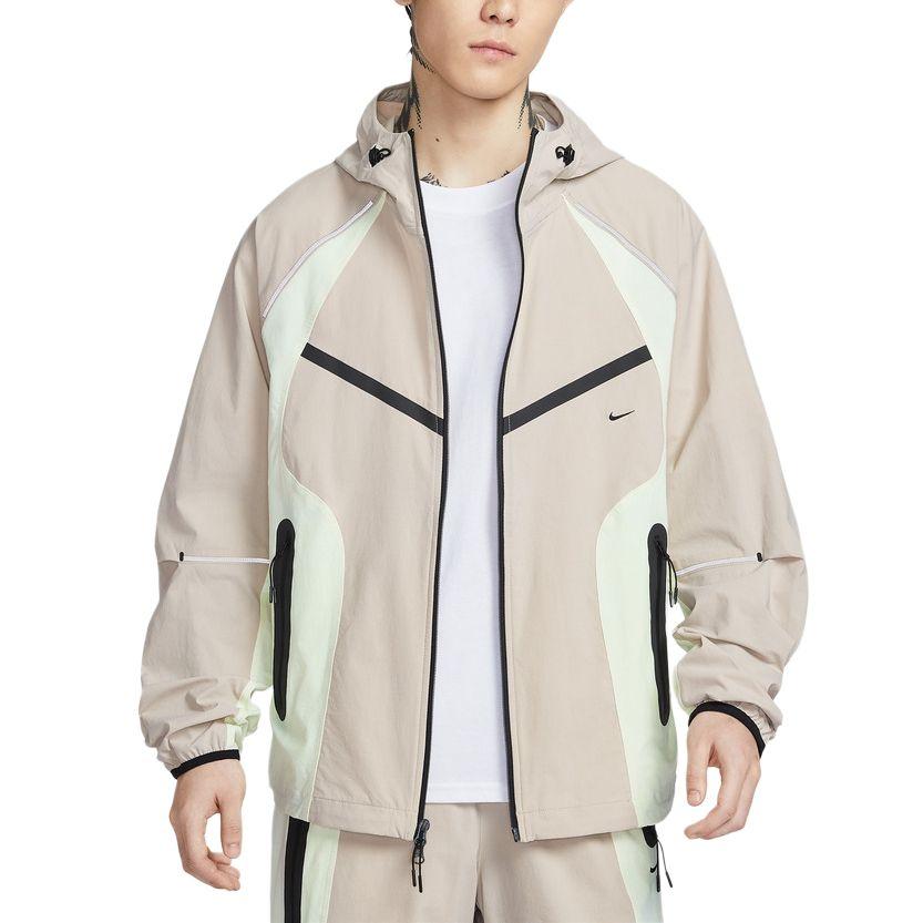 Nike Tech Dri-FIT Woven Color-Block Windrunner Jacket Cream Volt Black IU7497-236 L