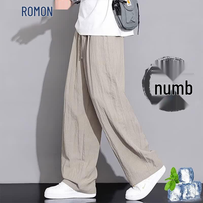 Romon Men s Summer Linen Blend Casual Pants 4XL