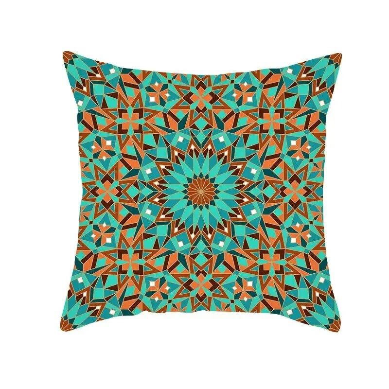 Boho Pillowcase Mystical Abstract Geometric Sofa Pillowcase Ethnic Colorful