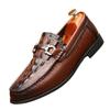 2025 New Men's Shoes Autumn Breathable Trend Crocodile Pattern Beanie Shoes British Business Dress Men's Casual Leather Shoes
