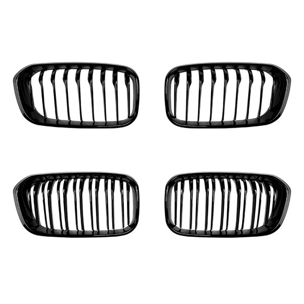 Front Bumper Kidney Grille Racing Grills For BMW 1 Series F20 F21 2015-2019 Replacement Single Double Slat Glossy Black Grilles