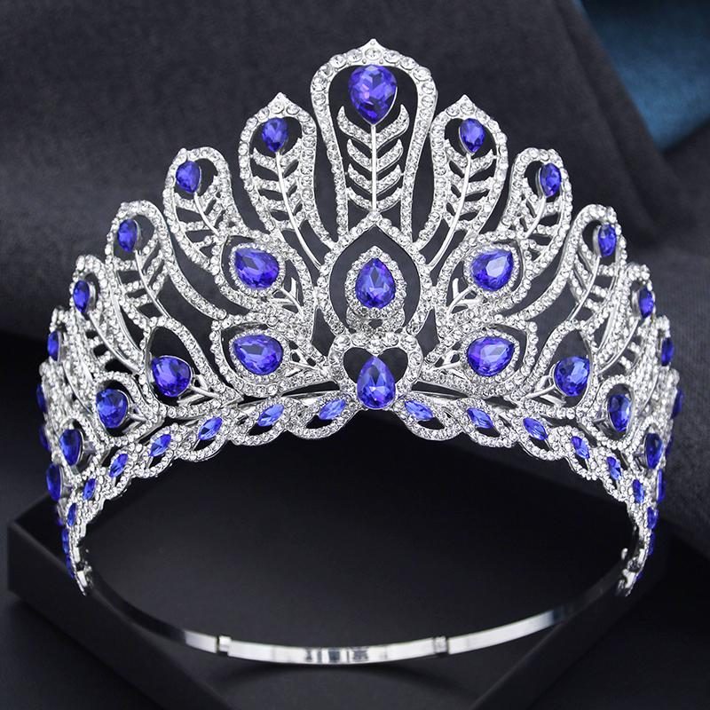 Adjustable Size High Tiaras and Crowns Large Wedding Tiara for Bride Headdress Princess Party Pageant Hair Jewelry Bridal Crown