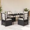 VidaXL Garden Dining Set Cushions 5pcs Black Wicker 3262959