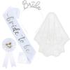 4-piece set for singles parties, including bridal headbands, shoulder straps, headbands, badges, and a set, bride to be, Wedding veil
