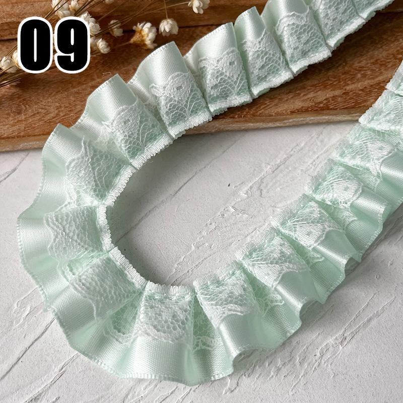 9M Lolita Lace Bead Ruffled Lace Fabric Pleated Edging Satin Ribbon Diy Baby Clothing Skirt Curtain Furniture Decor Lace Trim
