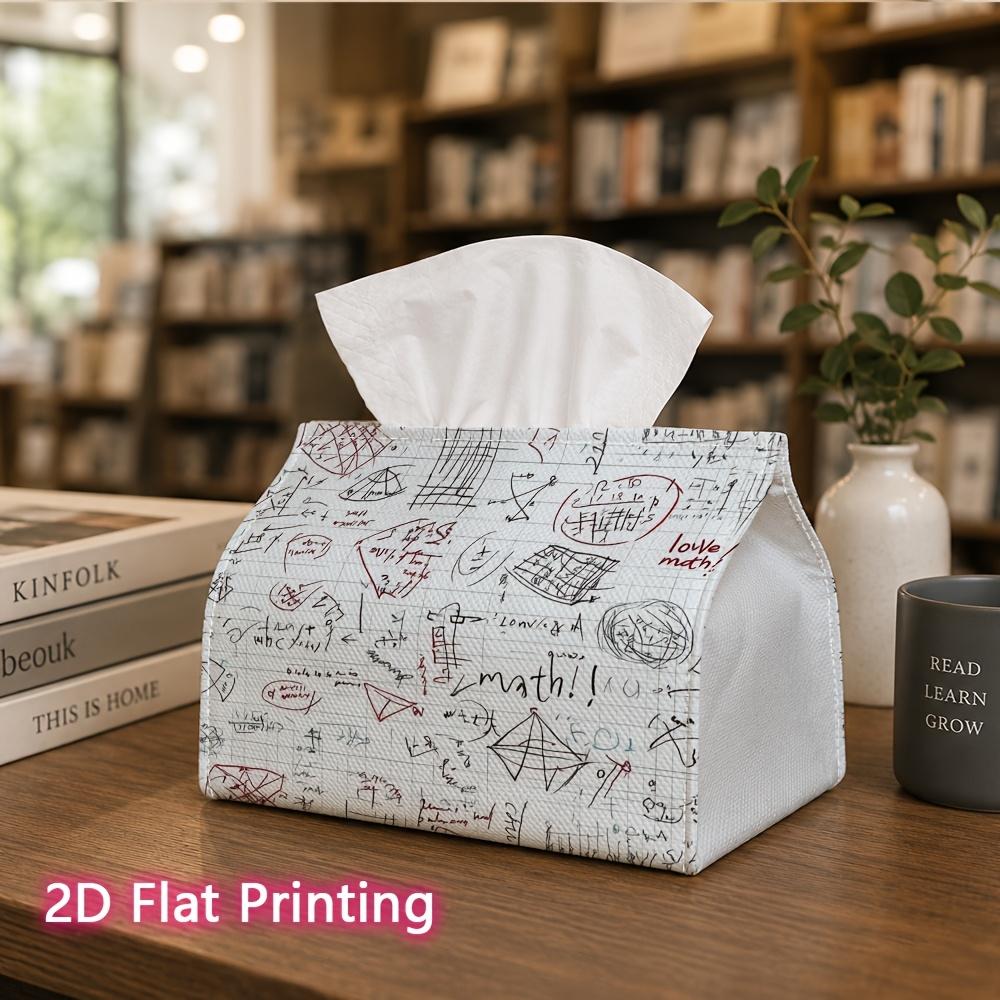 1pc, 2D Flat Printing, Tissue Box Mathematical Sketch Pattern Napkin Dispenser, Suitable for Family Gatherings, Car Decoration, Decorative Tissue Stor