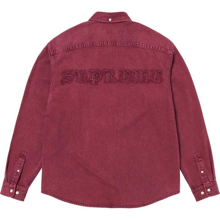 Supreme Applique Denim Shirt Burgundy S