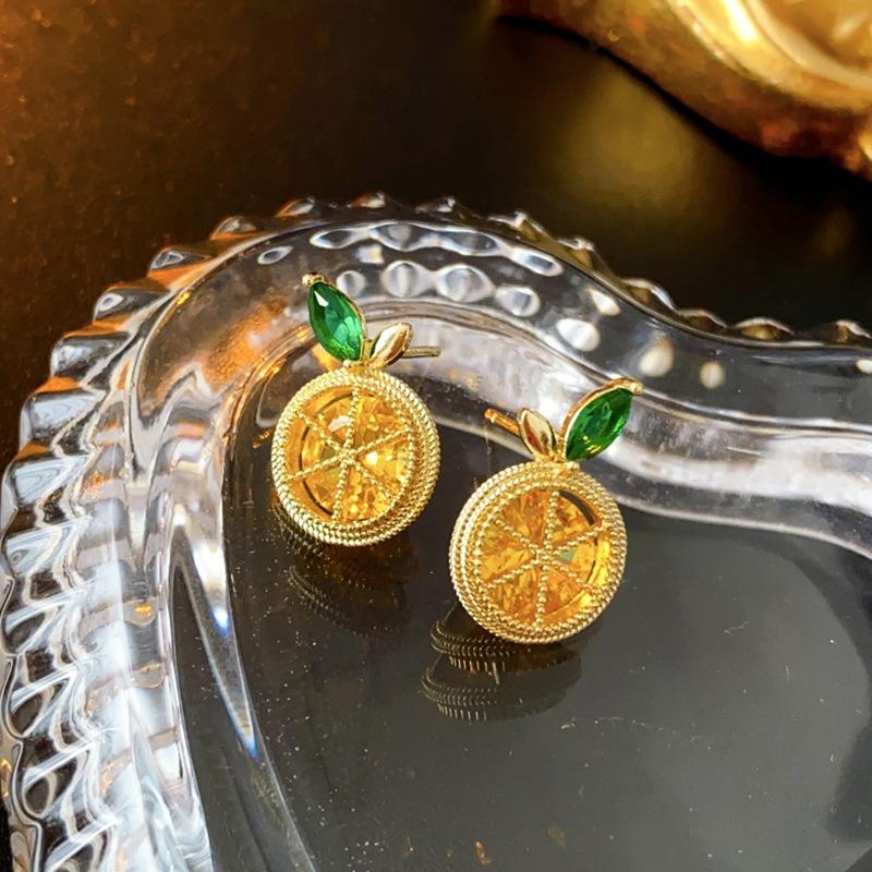 Cute Lemon Earrings - Shiny Fruit Studs, Sweet Creative Jewelry for Women, Birthday Anniversary Christmas Gift, Party Accessories