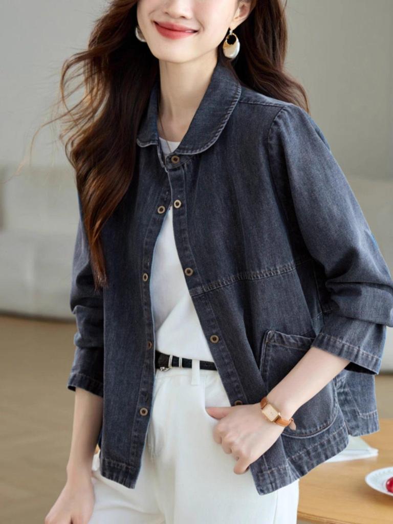 Spring/Autumn Women's Retro Denim Jacket: Short, Loose-Fit, Casual Style for a Youthful Look