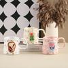 Hand-painted Floral-patterned, Uniquely Shaped Ceramic Mug, 380ml