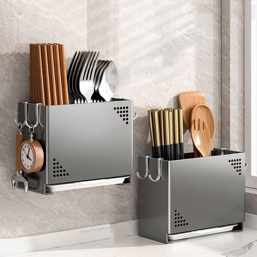 Wall Mounted Cutlery Drying Basket Carbon Steel Chopsticks Cage Tableware Drainer  for Kitchen