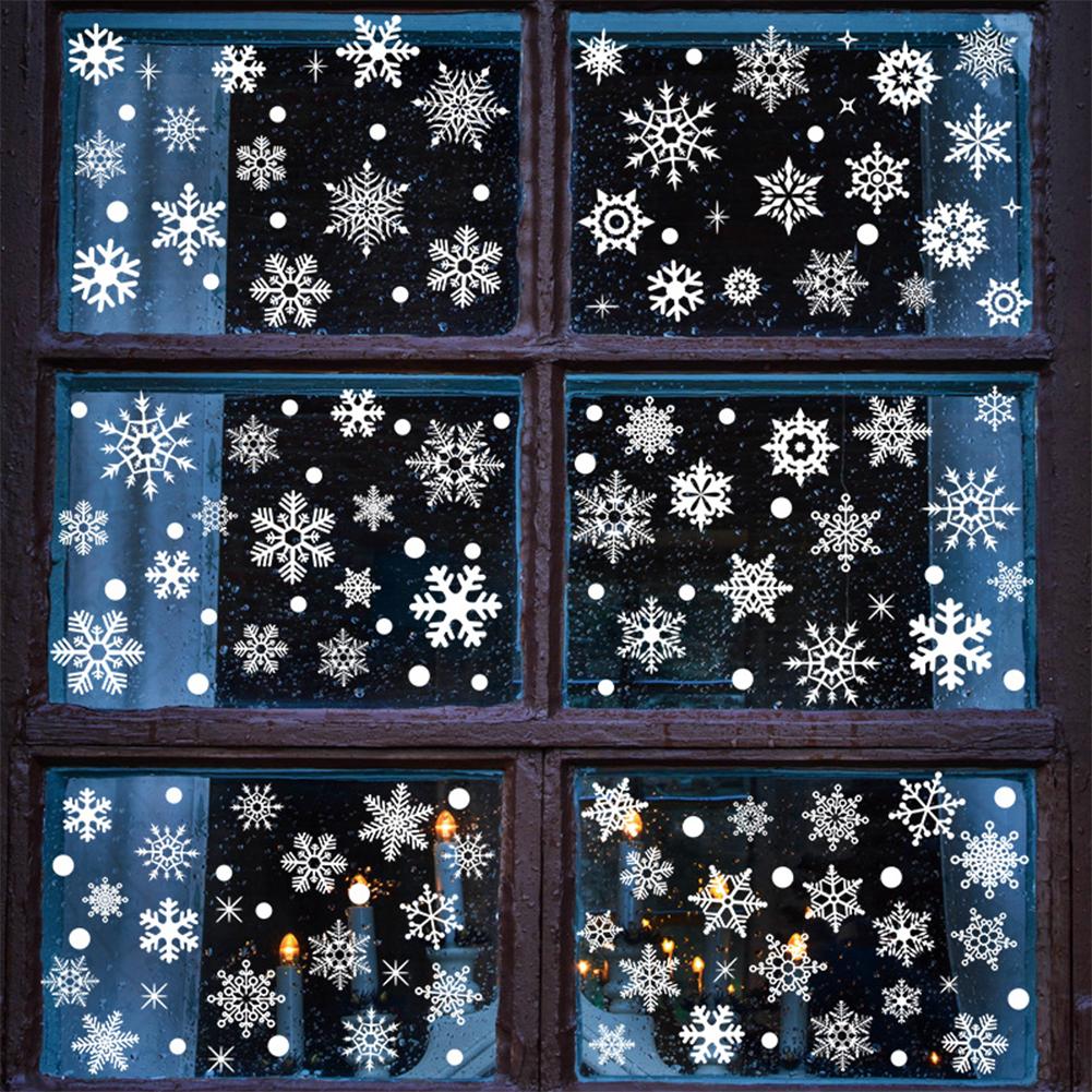 155pcs/9sheets Christmas Snowflake Window Decal Stickers Christmas Window Decorations Ornaments