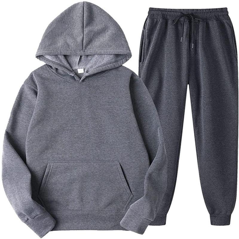 2026 Men's Athletic Track and Field Suit Men's/Women's Two Piece Running Suit Long Sleeve Pullover Hooded Sweatshirt+Sweatpants