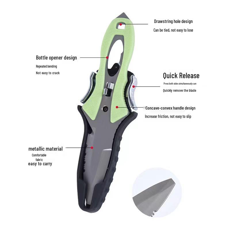 Aquatic Titanium Dive Knife & Rope Cutter: Emergency Net & Outdoor Rescue Tool