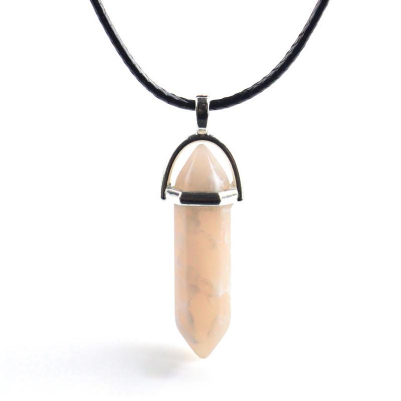 Hermoso Collar de Piedra de Cristal Natural con Colgante Hexagonal Único para Curación