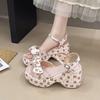 Small Man Thick-soled Wedge Sandals Women's 2025 New Summer Skirt French Beautiful Not Tired Feet High Heels