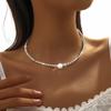 Classic Simple Shiny Double Layer Pendant Cross Pendant Necklace for Women Charm Pearl Collarbone Chain Jewelry Accessory Gift