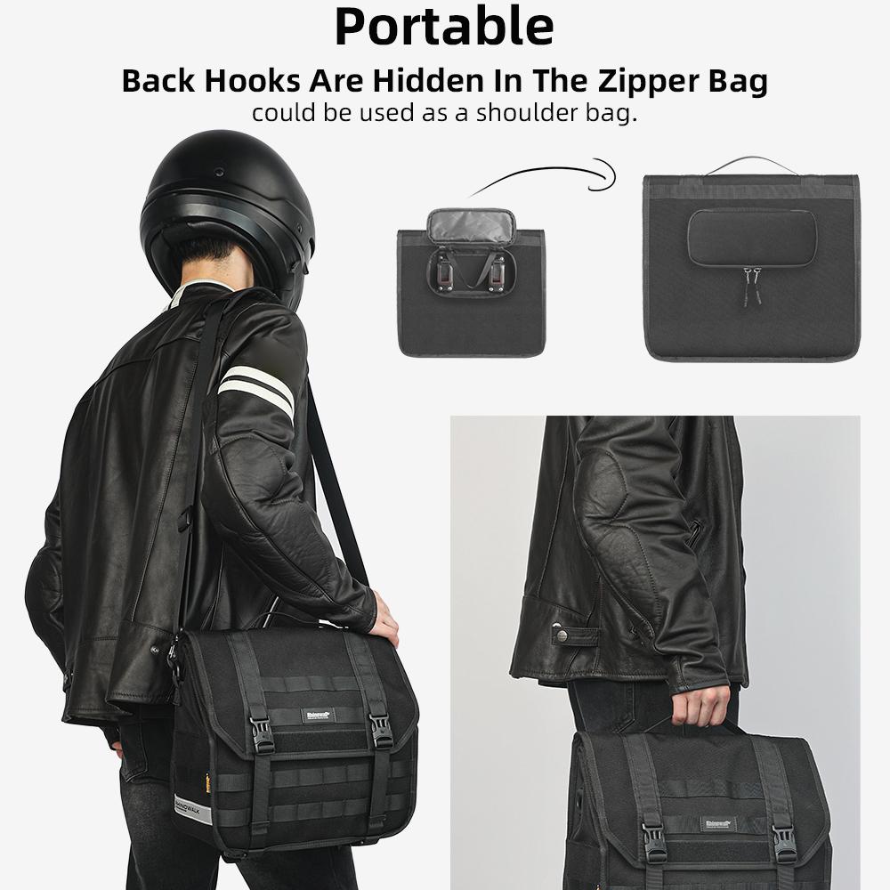 Motorcycle Saddle Bag Quick Release Luggage Bag Large Capacity Storage Organizer 13L with Support Panel Removable Waterproof