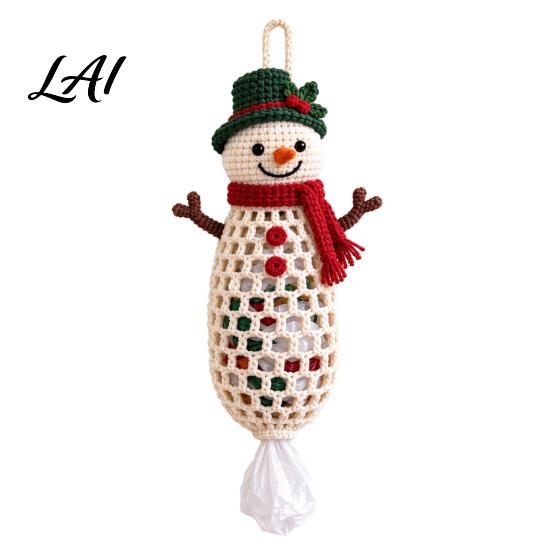Seasonal Craft Kits Crochet Animal Bag Holder DIY Kit Hanging Plastic Make Easy Patterns Cute Raccoon Highland Cow Organizer for Home Kitchen Decor,
