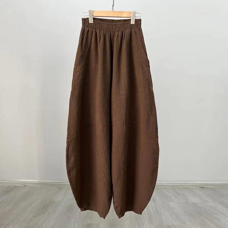 Johnature Mulheres vintage bloomers calças cor sólida retalhos cintura elástica primavera calças soltas de alta qualidade