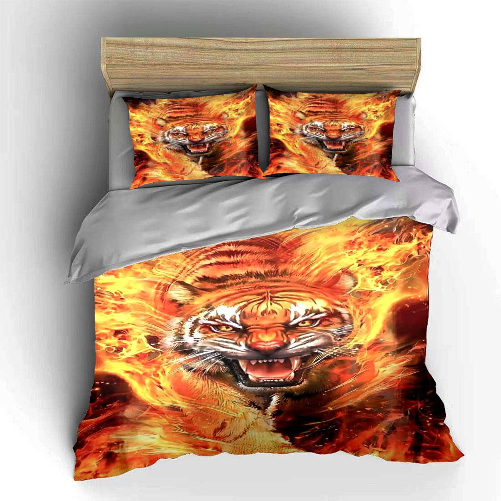 Fiery tiger face design. Bedding sets Duvet cover sets Duvet covers Pillowcases(1 * Duvet Cover 2 * Pillowcases without duvet insert)