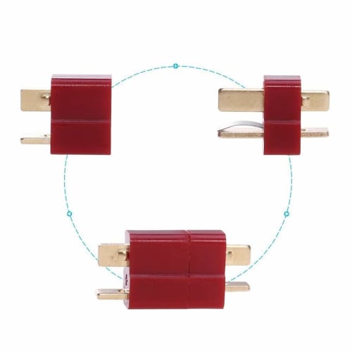 CM Hardware 8 Pairs Male & Female T-Type Adapter with Red and Black Shrink Tube for RC LiPo Battery, Max Current 120A