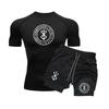 Men's Anime Double-Layer Quick-Dry Shorts & Tee Set for Outdoor Running & Fitness