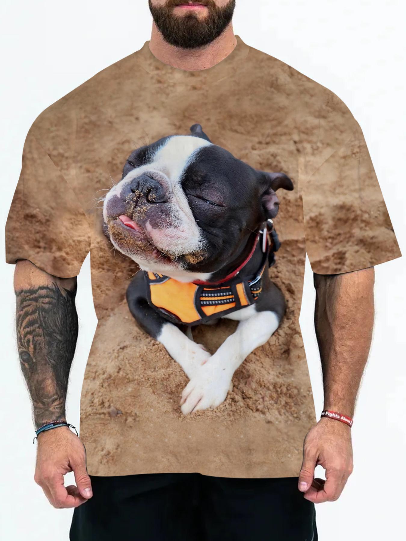 Мужская футболка для взрослых с 3D-цифровой печатью и рисунками животных 5XL — фото 19