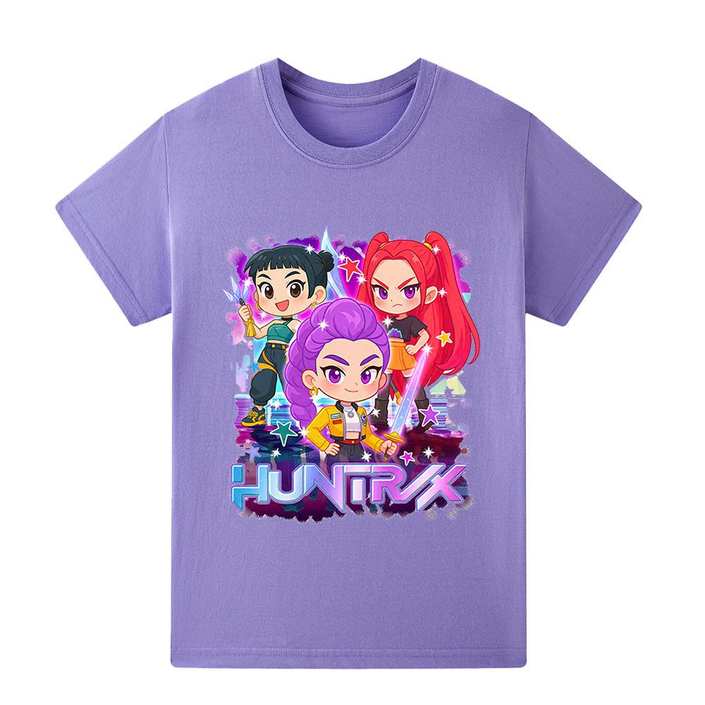 

A1222 Kids Boys Girls Kpop Rumi Zoey Mira Print Short Sleeves T-shirt 160cm
