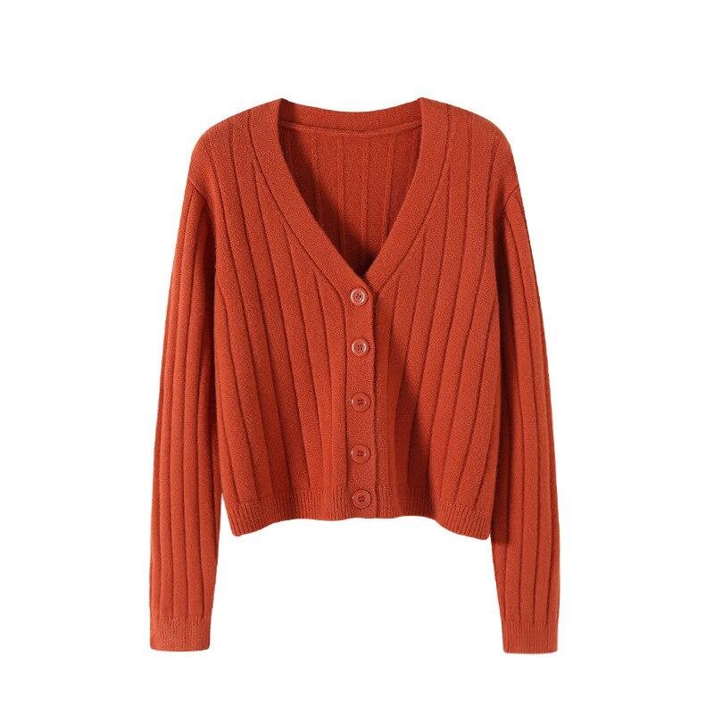 Cappotto lavorato a maglia Moda Solido allentato Maglione a maniche lunghe Autunno Inverno Maglioni con scollo a V Donna Cardigan con bottoni sottili Top Donna 28566