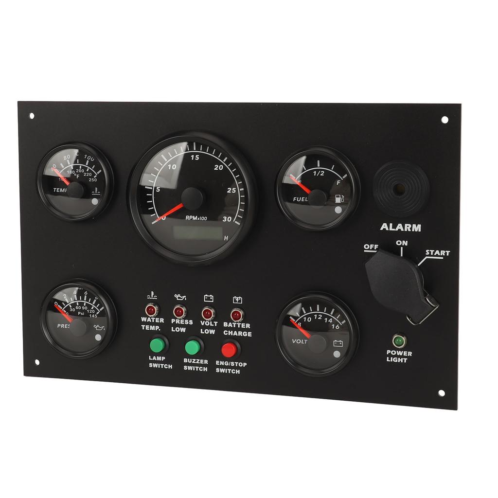 300x190mm Panel přístrojů pro motorový člun Teplota vody a oleje Hladina oleje Napětí Otáčkoměr Sada 5 přístrojů pro jachty Obytné vozy