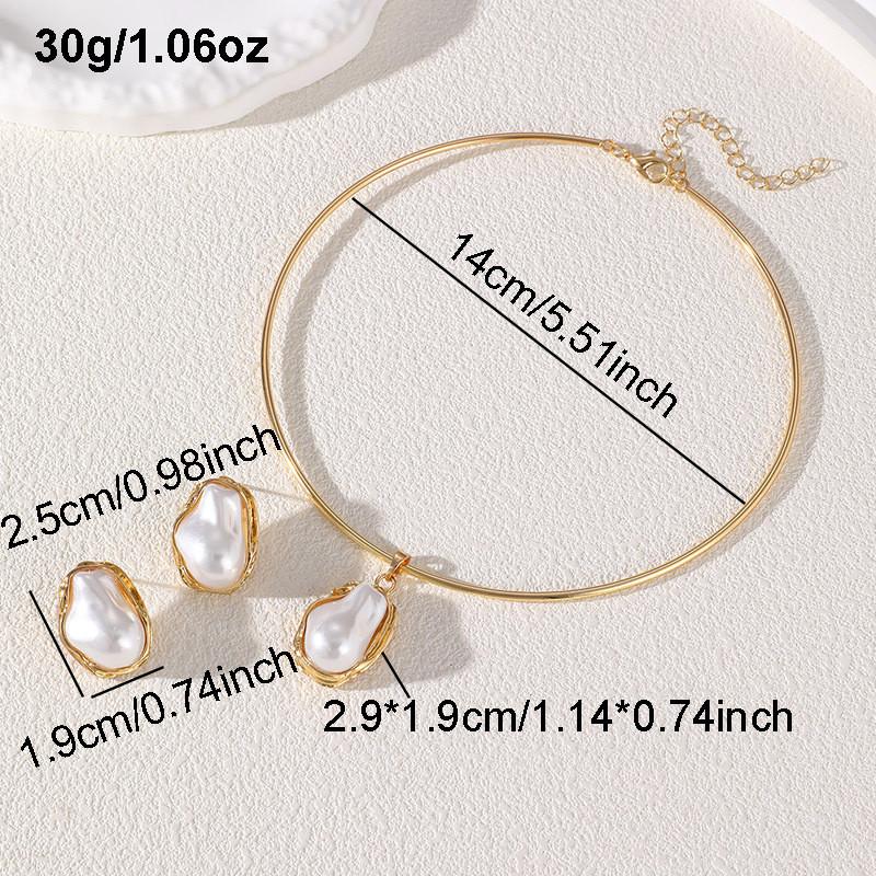 Punk Geometric Necklace And Ear Stud Set For Women With Electroplated Zinc Alloy Jewelry