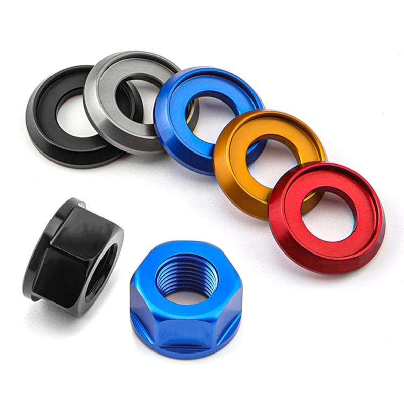 1 Piece Aluminum Alloy Bike 3/8 M10 Hubs Nut Bolts Screws For Fixed Gear Mountain Bicycles Front & Rear Bike Wheel Axle