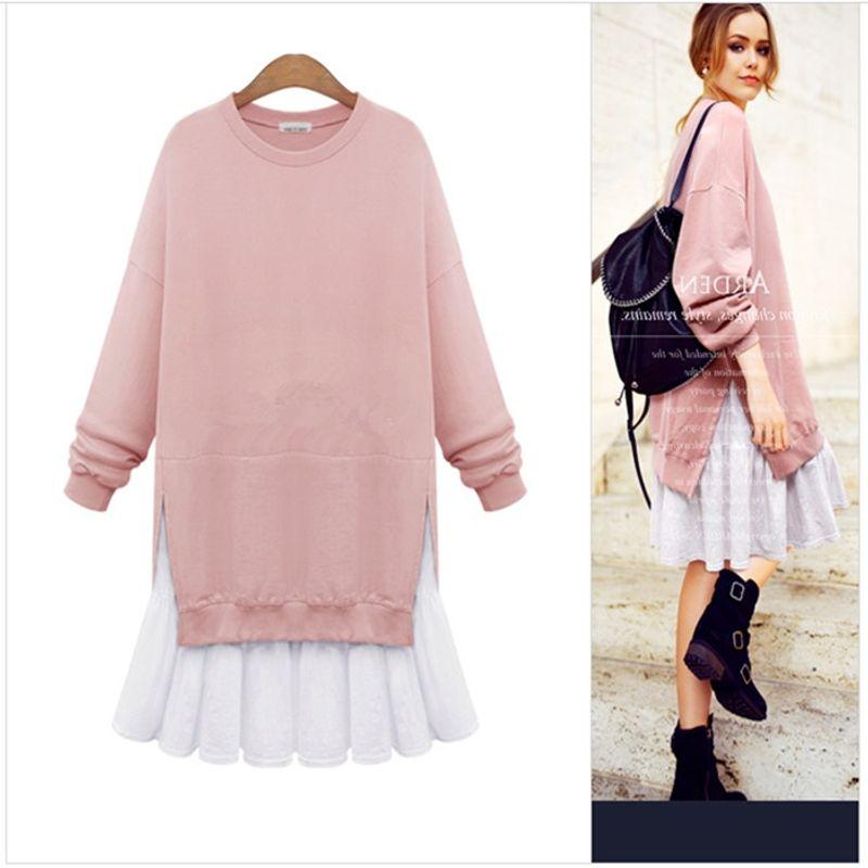 

Export Patchwork Dress Fashion Wind Oversize Women s Clothing Black Plus size XL