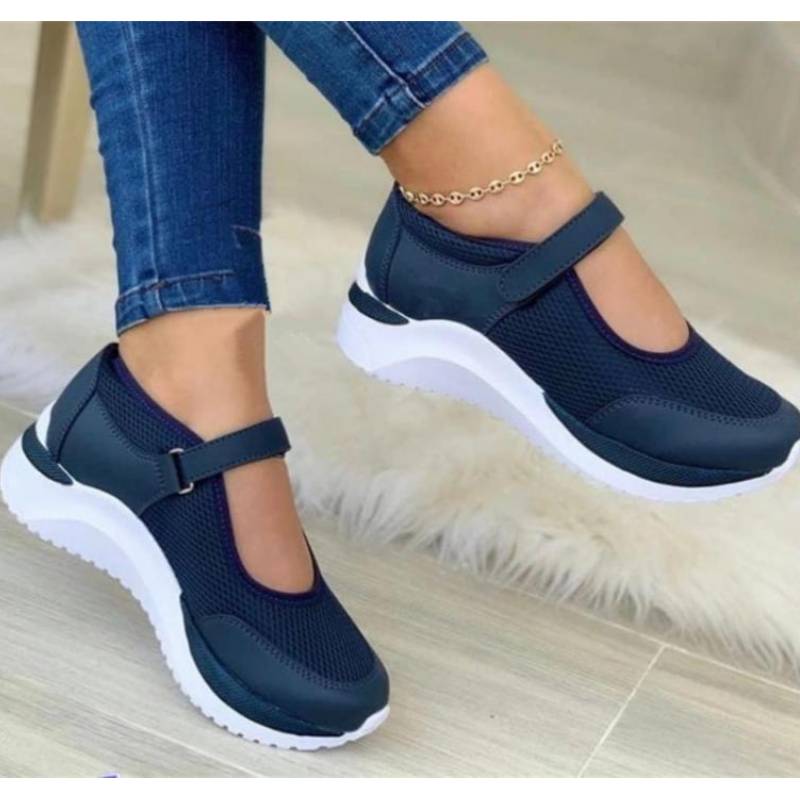 Новая женская вулканизированная обувь летние модные дышащие кроссовки женская повседневная обувь на платформе удобная уличная обувь большого размера 43 43 синий 2669₽