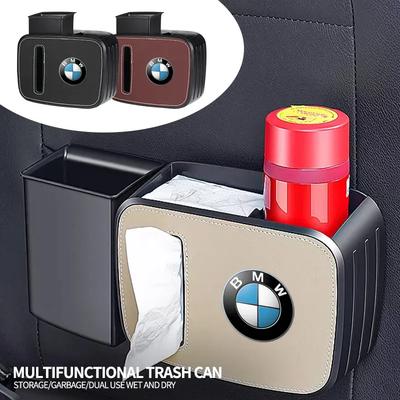 Car Chair Back Trash Can Car Multi-Functional Tissue Box Water Cup Holder for BMW E46 E60 E39 F25 F35 F20 X1 X2 X3 X4 X5 X6 X7