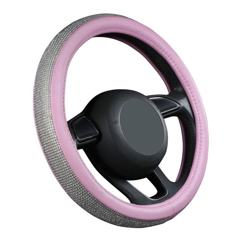 Vier Jahreszeiten Strass-Autolenkradbezug - Niedlich, Rutschfest, Sommerdesign mit weißen Diamanten