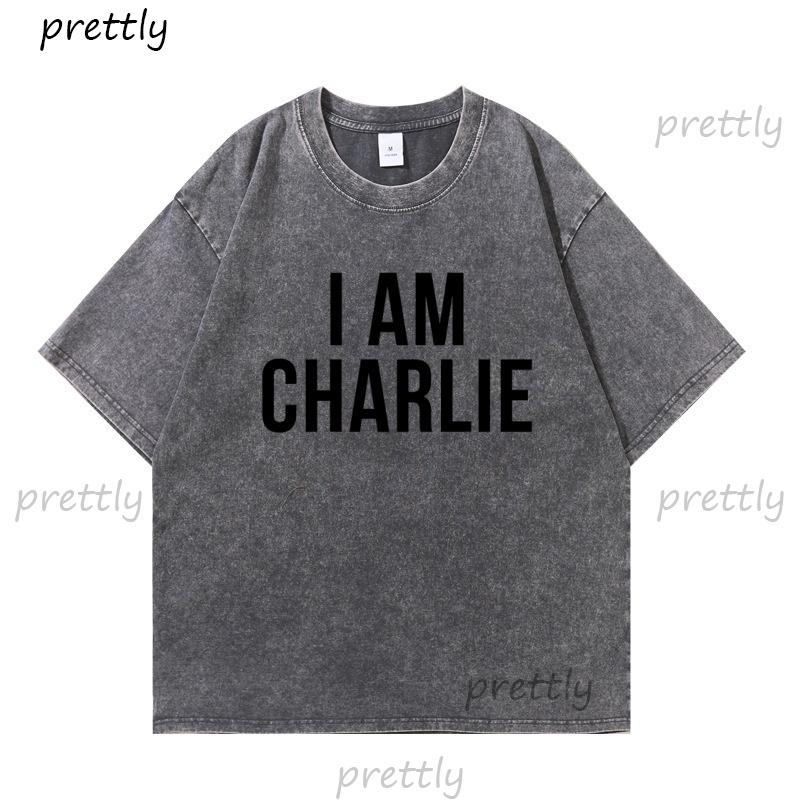 I Am Charlie TShirt Political Charlie Kirk Tshirt Women Faith Freedom Justice Tee Christian Prayer Top Washed Cotton Tees