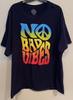 DOM Mens Blue Graphic 100% Cotton T-shirt Mens Tees Top No Bad Vibes Peace Sz 2XL Mens Groovy Logo Rare