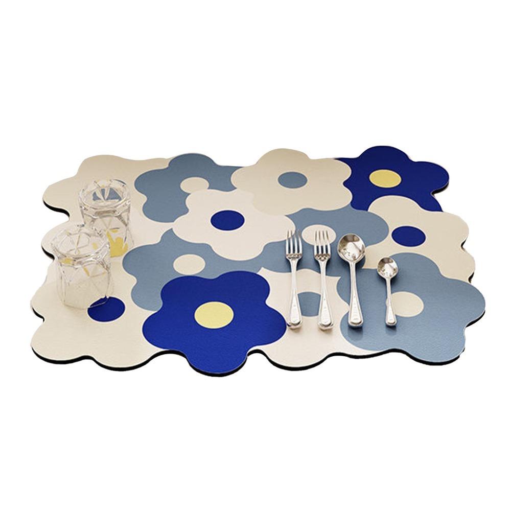 11.8 X 15.7in Dish Drying Mat Heat Resistance Anti Slip Dishes Drying Pad Refreshing Elegant Dish Drain Mat