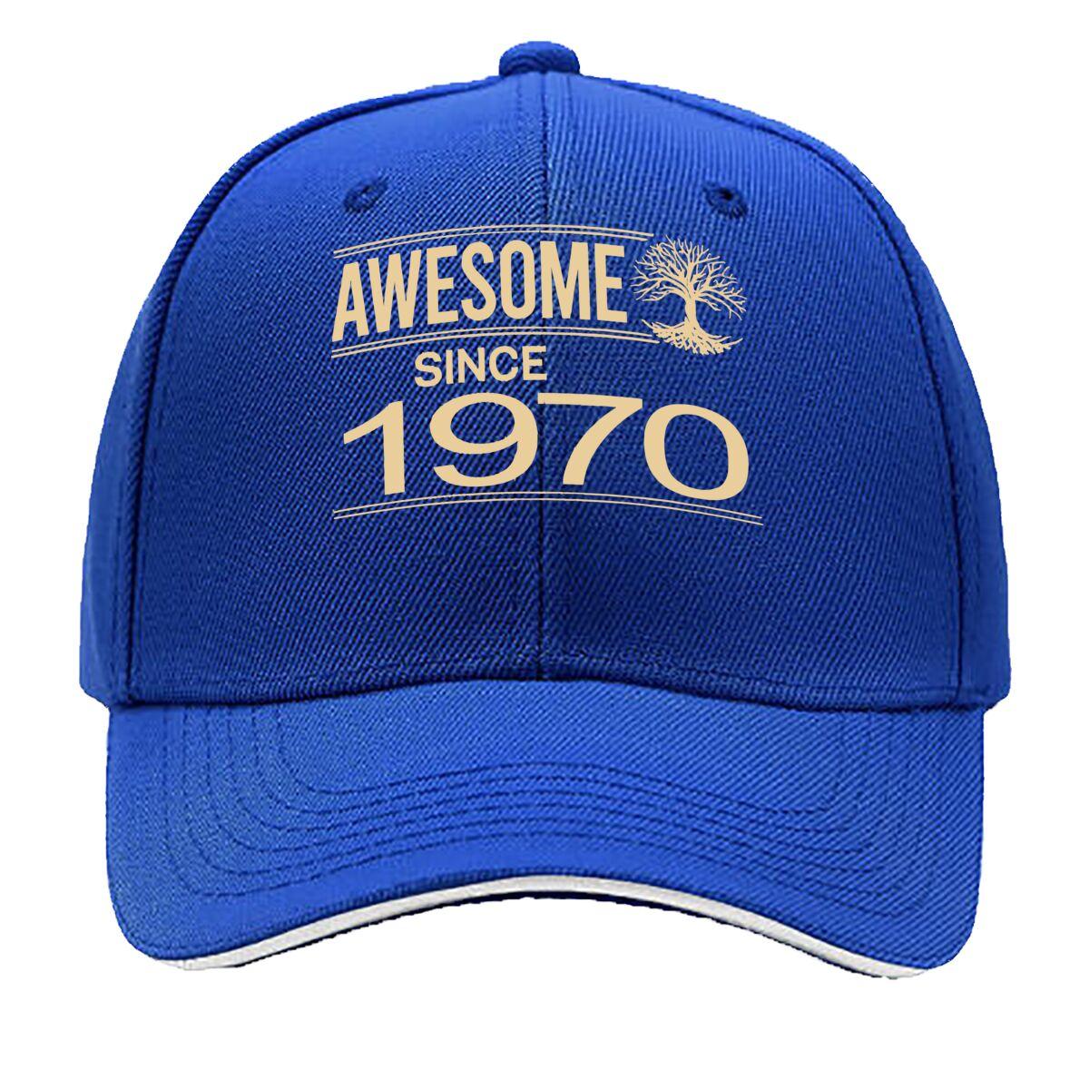 Awesome 1970 Retro Year Art Sandwich Baseball Cap One Size синий