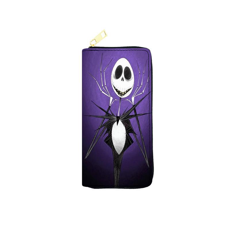 Nightmare Before Christmas PU Leather Long Wallet for Women Zip Clutch Purse Makeup Bag Jack Skellington Print 3pcs