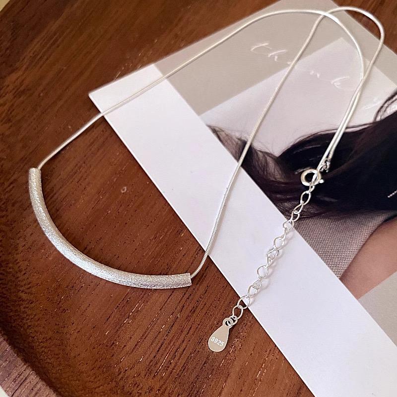 Xiaomi S925 Sterling Silver Necklaces For Women Simple Chain Fashion Minimalist Pendant Necklaces Big Tube Shape Birthday Gift